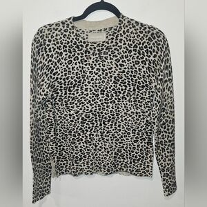 Zadig & Voltaire Lirius Leopard Cashmere Long Sleeve Pullover Sweater Women SZ S